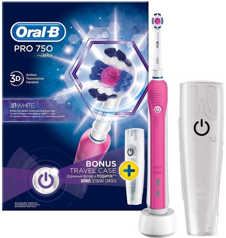 Зубная щетка Braun Oral-B PRO 750 3DWhite Pink (D16.513.UX) - фото