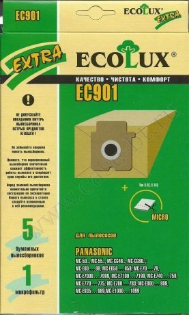 Мешки / пылесборники / пакеты к пылесосам Panasonic / EcoLux EC-901 / EC901- фото2