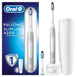 Электрическая зубная щетка Braun Oral-B Pulsonic Slim Luxe 4200 Platinum S411.523.3X- фото