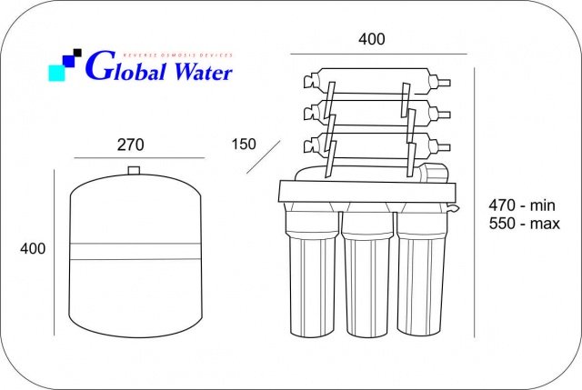 Global Water RO7 TDS. Система для очистки воды. Обратный осмос. 7 ступеней очистки, минерализация воды. - фото4