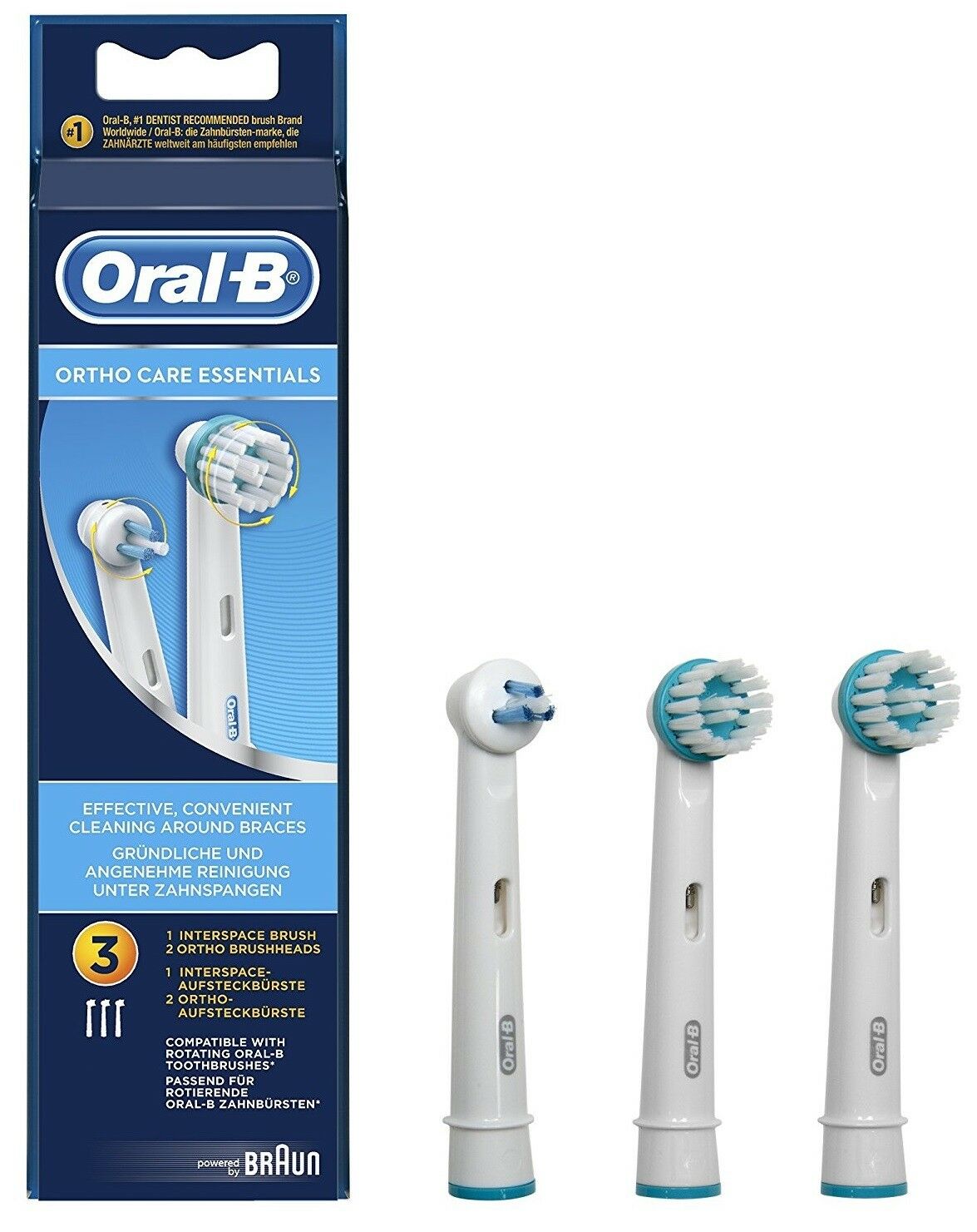 Насадки для зубной щетки Braun Oral-B Ortho Care Essential IP17-3 (3 шт) - фото