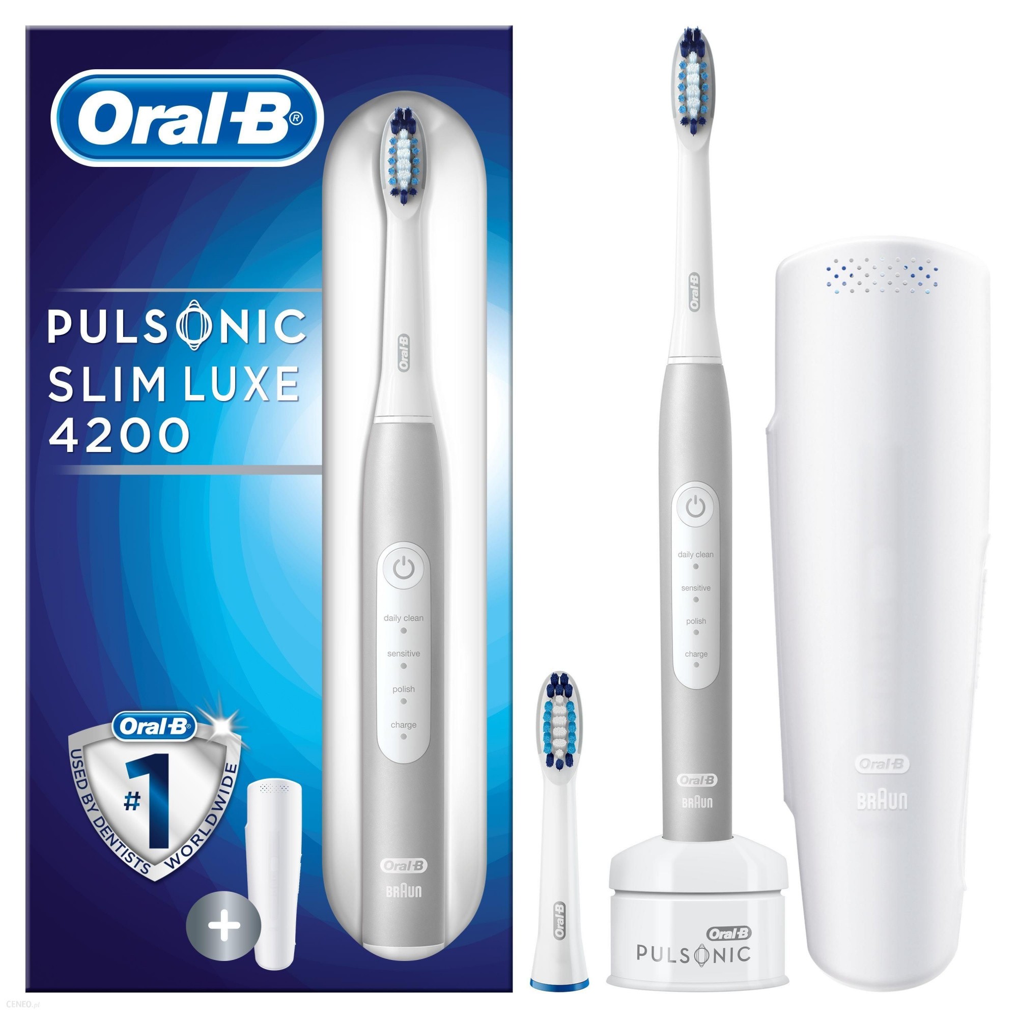 Электрическая зубная щетка Braun Oral-B Pulsonic Slim Luxe 4200 Platinum S411.523.3X - фото